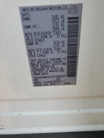 5N1AR2MN2DC679667 - 2013 NISSAN PATHFINDER S WHITE photo 13