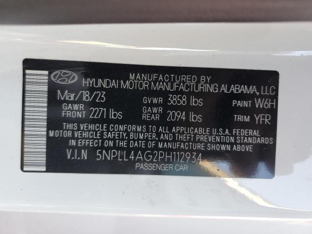 5NPLL4AG2PH112934 - 2023 HYUNDAI ELANTRA SE WHITE photo 13