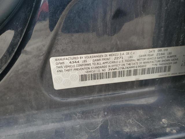 3VWRJ7AJXAM019560 - 2010 VOLKSWAGEN JETTA WOLFSBURG 黑色 照片 12