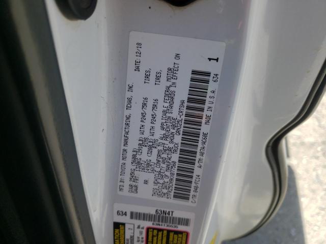 5TFRZ5CN9KX077560 - 2019 TOYOTA TACOMA ACCESS CAB WHITE photo 13