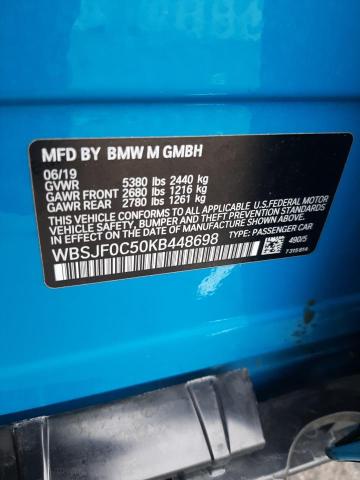 WBSJF0C50KB448698 - 2019 BMW M5 TURQUOISE photo 12