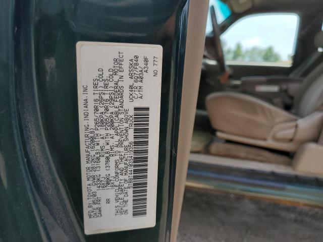 5TBBT44103S419356 - 2003 TOYOTA TUNDRA ACCESS CAB SR5 GREEN photo 12