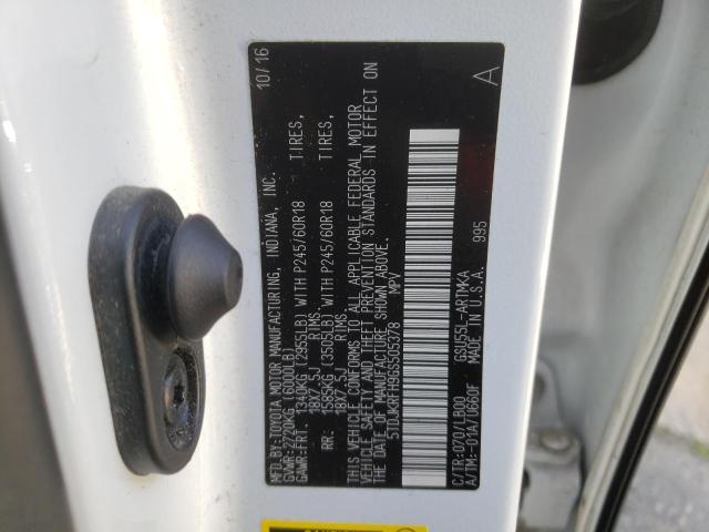 5TDJKRFH9GS505378 - 2016 TOYOTA HIGHLANDER XLE Սպիտակ լուսանկար 13