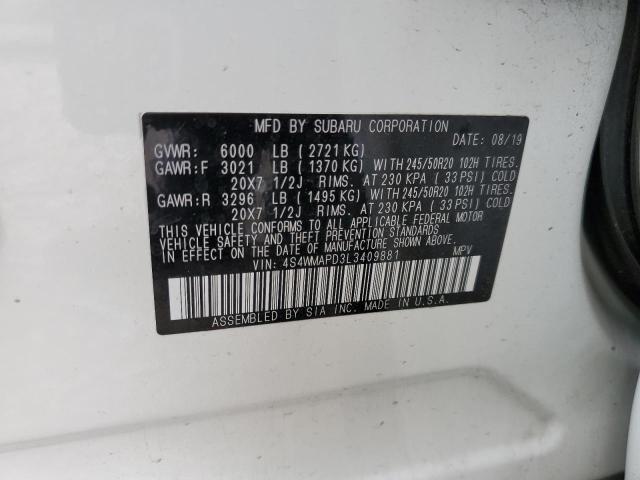 4S4WMAPD3L3409881 - 2020 SUBARU ASCENT LIMITED WHITE photo 13