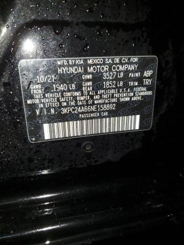 3KPC24A66NE158892 - 2022 HYUNDAI ACCENT SE BLACK photo 12