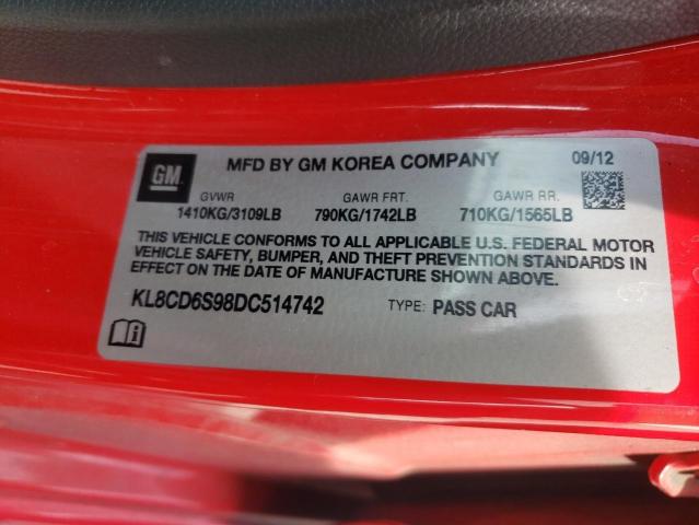 KL8CD6S98DC514742 - 2013 CHEVROLET SPARK 1LT RED photo 12