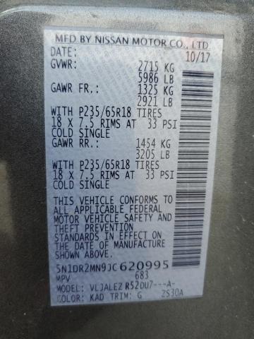 5N1DR2MN9JC620995 - 2018 NISSAN PATHFINDER S GRAY photo 13