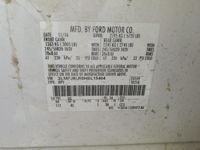 2LMPJ8LR6HBL15464 - 2017 LINCOLN MKX RESERVE Սպիտակ լուսանկար 13