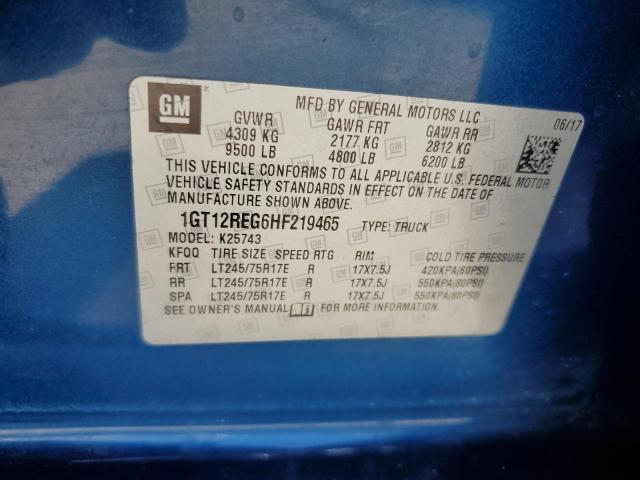 1GT12REG6HF219465 - 2017 GMC SIERRA K2500 HEAVY DUTY BLUE photo 12