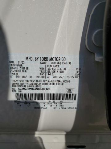 5LM5J6WC4NGL09128 - 2022 LINCOLN AVIATOR თეთრი ფოტო 13