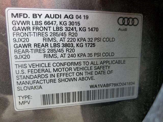 WA1VABF79KD041834 - 2019 AUDI Q7 PRESTIGE GRAY photo 14