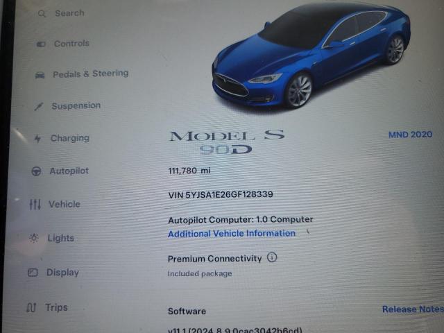 5YJSA1E26GF128339 - 2016 TESLA MODEL S 蓝色 照片 9