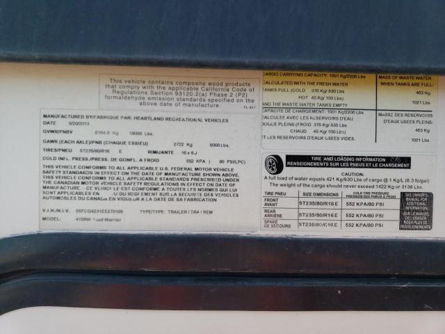 5SFCG4231EE270109 - 2014 HEARTLAND ROAD WARRI 双色 照片 10