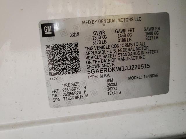 5GAERDKW1JJ229515 - 2018 BUICK ENCLAVE AVENIR 白色 照片 13