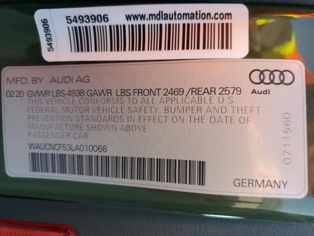 WAUCNCF53LA010066 - 2020 AUDI A5 PREMIUM PLUS GREEN photo 12