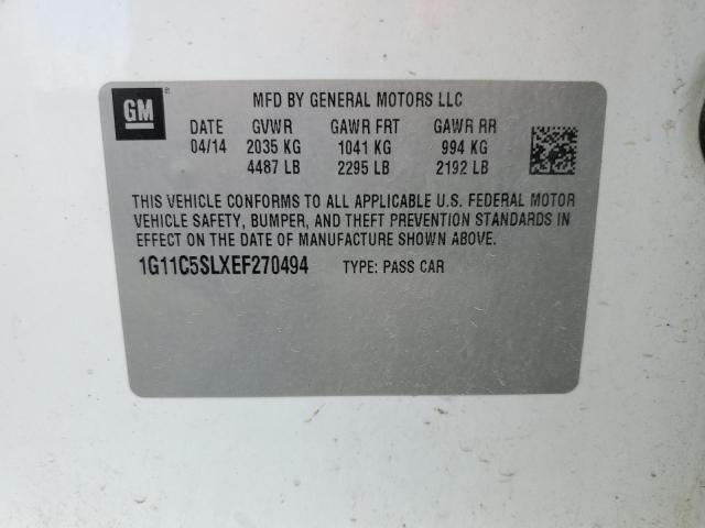 1G11C5SLXEF270494 - 2014 CHEVROLET MALIBU 1LT 白色 照片 12