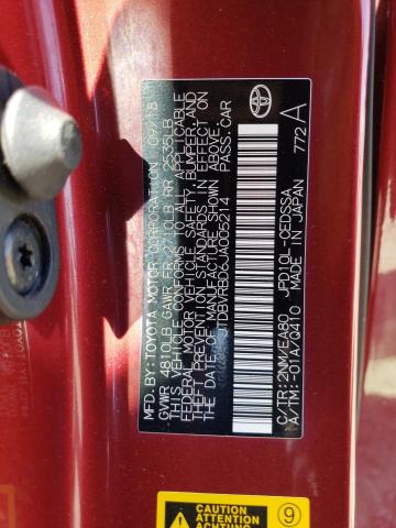 JTDBVRBD6JA005214 - 2018 TOYOTA MIRAI 红色 照片 12