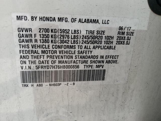 5FRYD7H76HB000856 - 2017 ACURA MDX SPORT HYBRID ADVANCE WHITE photo 14