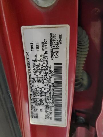 5TEGM92N62Z014925 - 2002 TOYOTA TACOMA DOUBLE CAB PRERUNNER RED photo 12