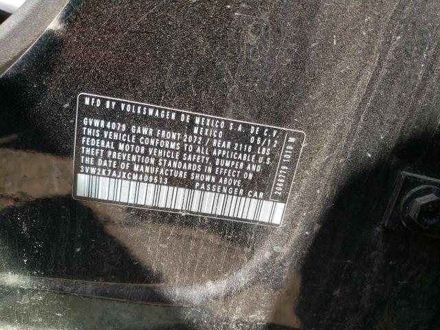 3VW2K7AJXCM409513 - 2012 VOLKSWAGEN JETTA BASE Noir photo 12