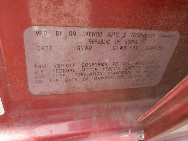 KL1TD52665B409395 - 2005 CHEVROLET AVEO BASE RED photo 12