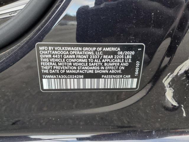 1VWMA7A30LC024296 - 2020 VOLKSWAGEN PASSAT R-LINE შავი ფოტო 13