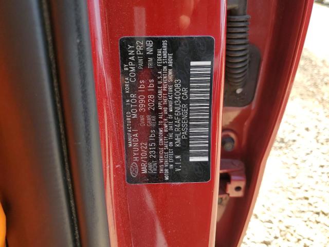 KMHLR4AF6NU340083 - 2022 HYUNDAI ELANTRA N LINE RED photo 12