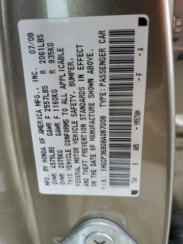 1HGCP36808A087008 - 2008 HONDA ACCORD EXL GOLD photo 13