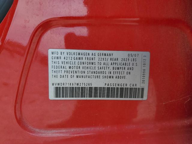 WVWDR71K67W275265 - 2007 VOLKSWAGEN RABBIT Червоний фото 13