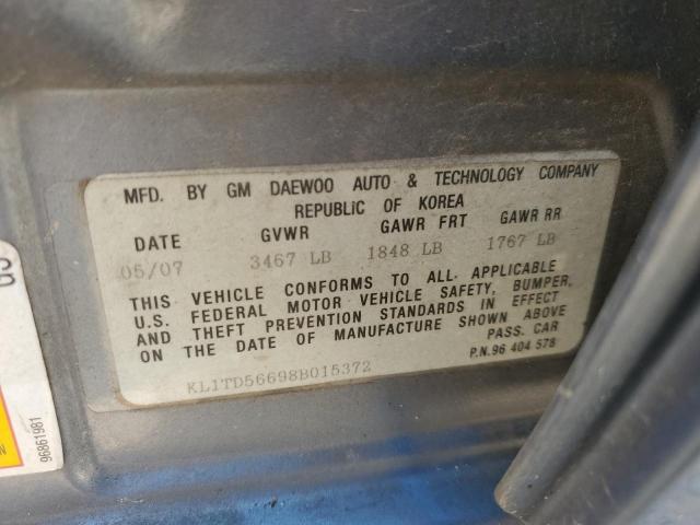 KL1TD56698B015372 - 2008 CHEVROLET AVEO BASE Mavi foto 12