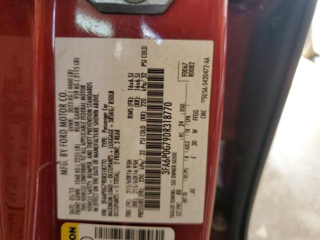 3FA6P0G79DR318770 - 2013 FORD FUSION S RED photo 13