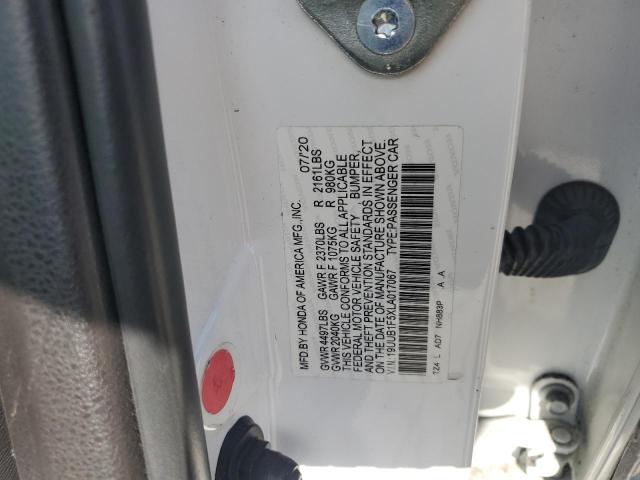 19UUB1F5XLA017067 - 2020 ACURA TLX TECHNOLOGY 白色 照片 12