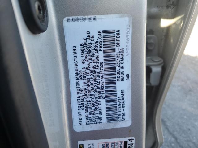 2T1KR32E14C297526 - 2004 TOYOTA COROLLA MA XR SILVER photo 13