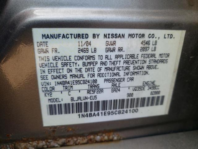 1N4BA41E95C824100 - 2005 NISSAN MAXIMA SE GRAY photo 12