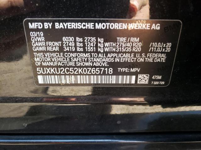 5UXKU2C52K0Z65718 - 2019 BMW X6 XDRIVE35I BLACK photo 13