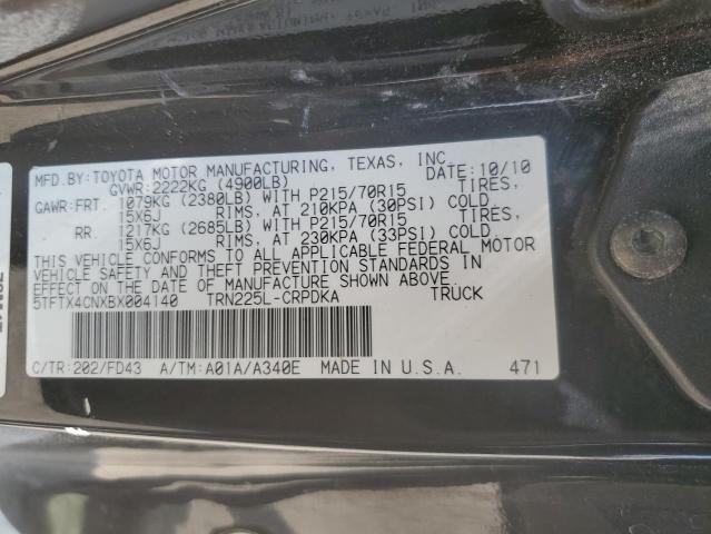 5TFTX4CNXBX004140 - 2011 TOYOTA TACOMA ACCESS CAB შავი ფოტო 12