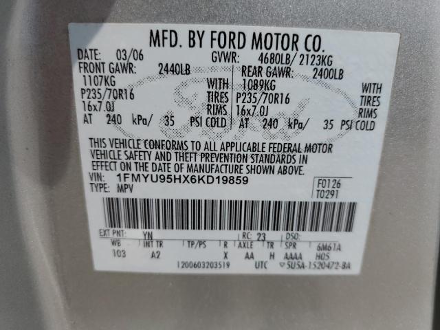 1FMYU95HX6KD19859 - 2006 FORD ESCAPE HEV SILVER photo 14