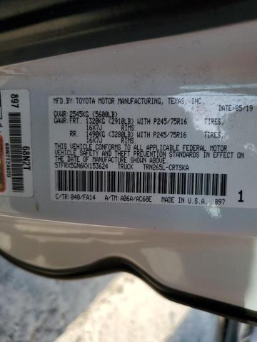 5TFRX5GN6KX153624 - 2019 TOYOTA TACOMA ACCESS CAB თეთრი ფოტო 13