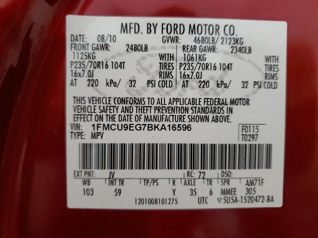 1FMCU9EG7BKA16596 - 2011 FORD ESCAPE LIMITED BURGUNDY photo 14