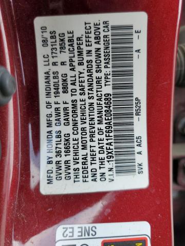 19XFA1F69AE084689 - 2010 HONDA CIVIC LX-S Rouge photo 12