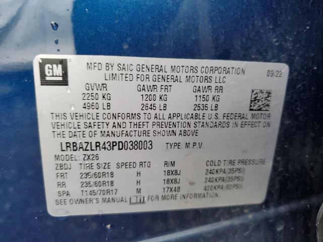 LRBAZLR43PD038003 - 2023 BUICK ENVISION PREFERRED 蓝色 照片 12