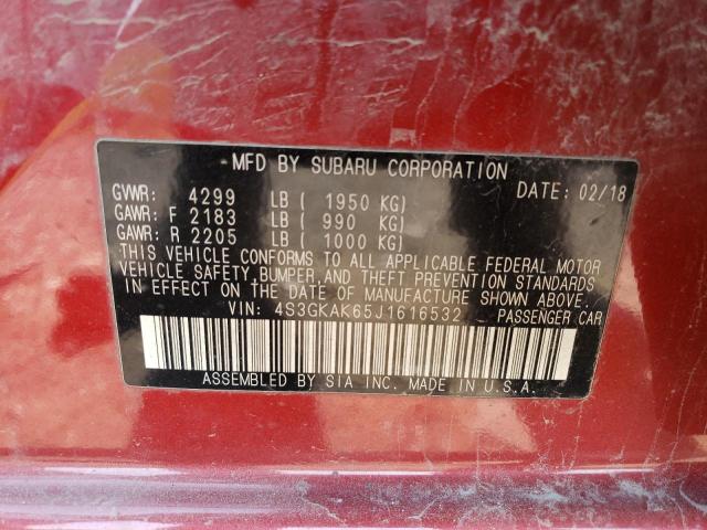 4S3GKAK65J1616532 - 2018 SUBARU IMPREZA SPORT RED photo 12