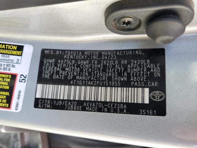 4T1G11AK2PU151955 - 2023 TOYOTA CAMRY SE NIGHT SHADE SILVER photo 12