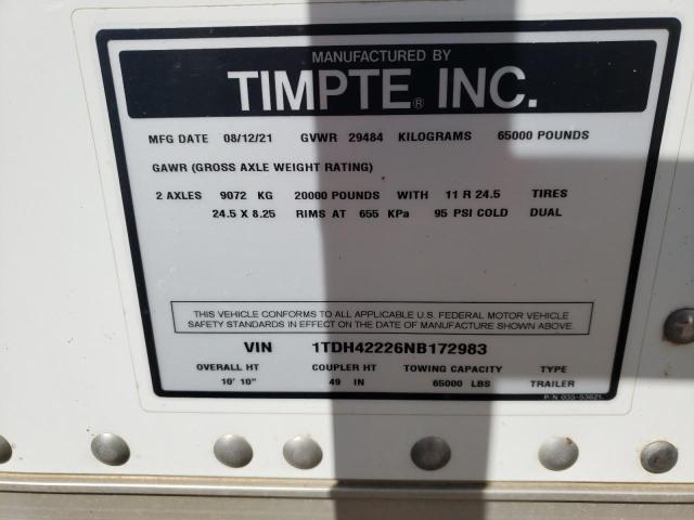 1TDH42226NB172983 - 2022 TIMP HOPPER TRL 白色 照片 10