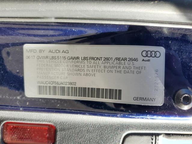 WAUC4CF58JA023802 - 2018 AUDI S5 PRESTIGE BLUE photo 12