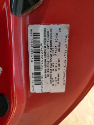 JM1NB353510216013 - 2001 MAZDA MX-5 MIATA BASE RED photo 13
