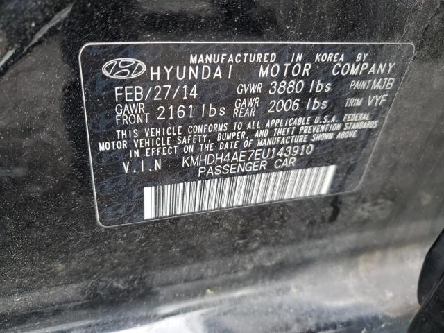 KMHDH4AE7EU143910 - 2014 HYUNDAI ELANTRA SE BLACK photo 12