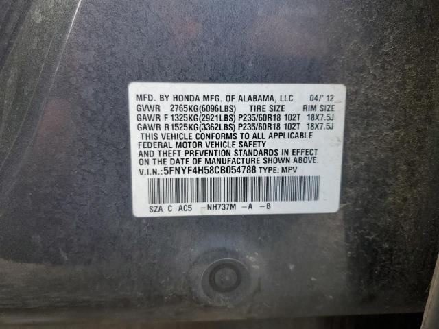 5FNYF4H58CB054788 - 2012 HONDA PILOT EXL CHARCOAL photo 13