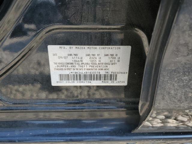 JM1BK34LX81830578 - 2008 MAZDA SPEED 3 BLACK photo 13