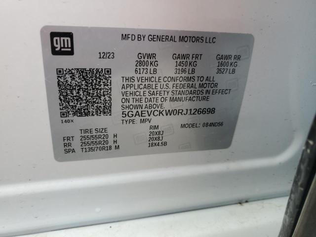 5GAEVCKW0RJ126698 - 2024 BUICK ENCLAVE AVENIR WHITE photo 13